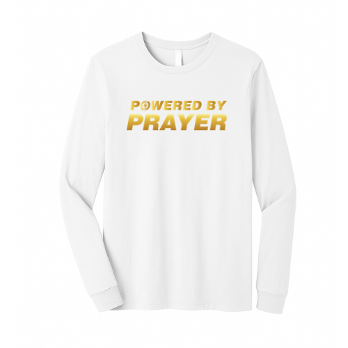 Unisex Jersey Long Sleeve Tee - Powered By Prayer (White)