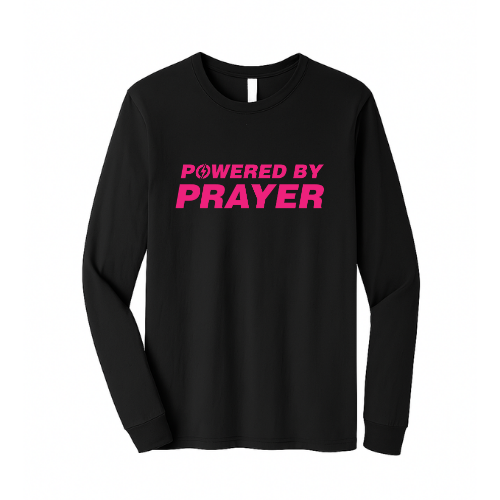 Unisex Jersey Long Sleeve Tee - Powered By Prayer (Black)