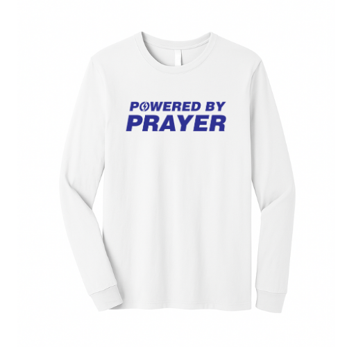 Unisex Jersey Long Sleeve Tee - Powered By Prayer (White)