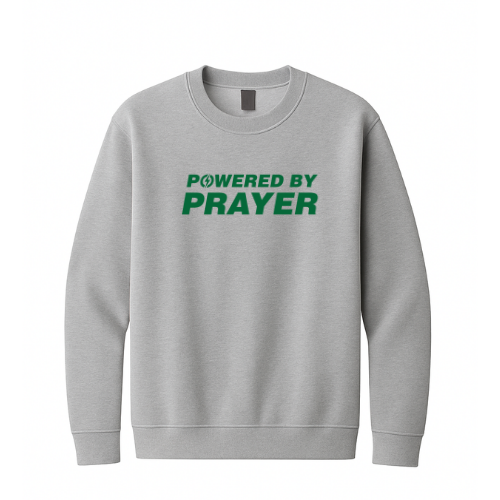 Crewneck Sweatshirt - Powered By Prayer (Gray)