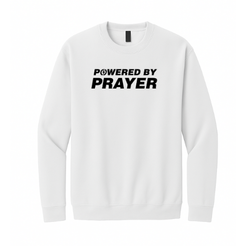 Crewneck Sweatshirt - Powered By Prayer (White)