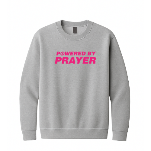 Crewneck Sweatshirt - Powered By Prayer (Gray)