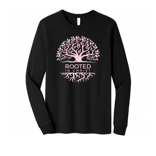 Unisex Jersey Long Sleeve Tee - Rooted In Christ (Black)