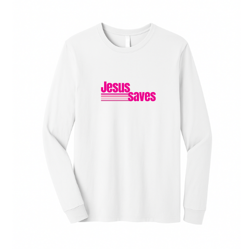 Unisex Jersey Long Sleeve Tee - Jesus Saves (White)