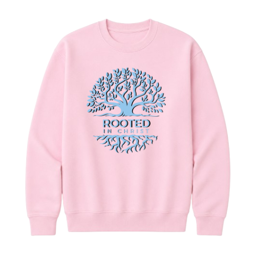 Crewneck Sweatshirt - Rooted in Christ (Pink)