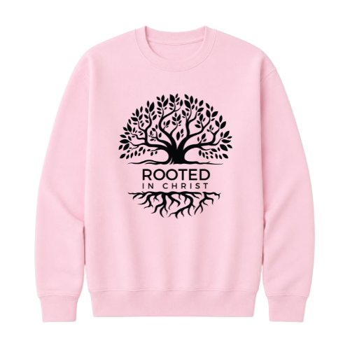 Crewneck Sweatshirt - Rooted in Christ (Pink)