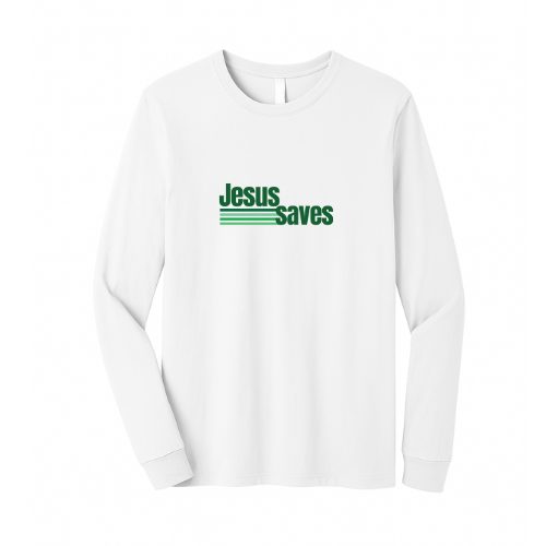 Unisex Jersey Long Sleeve Tee - Jesus Saves (White)