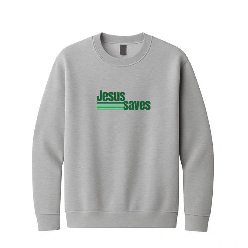 Crewneck Sweatshirt - Jesus Saves (Gray)