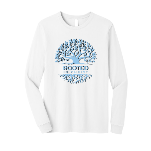 Unisex Jersey Long Sleeve Tee - Rooted In Christ (White)