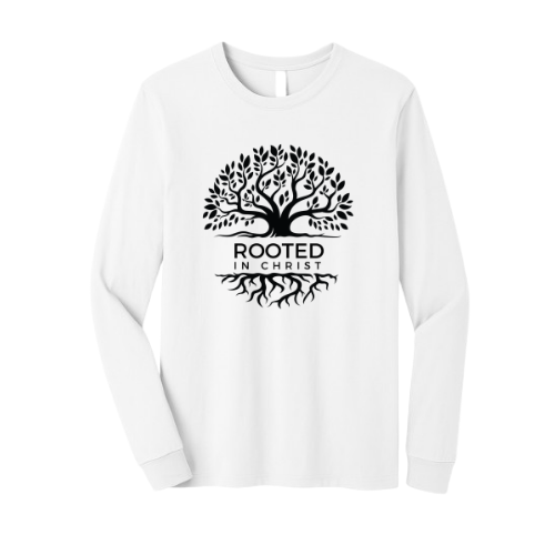 Unisex Jersey Long Sleeve Tee - Rooted In Christ (White)