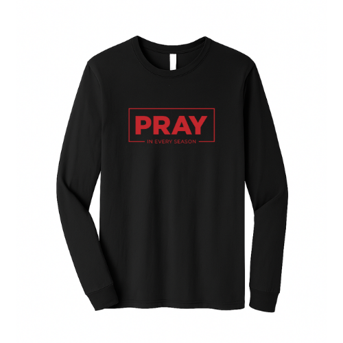 Unisex Jersey Long Sleeve Tee - Pray Every Season (Black)