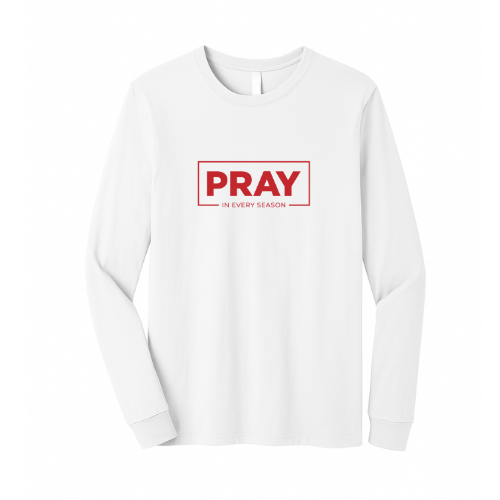 Unisex Jersey Long Sleeve Tee - Pray Every Season (White)