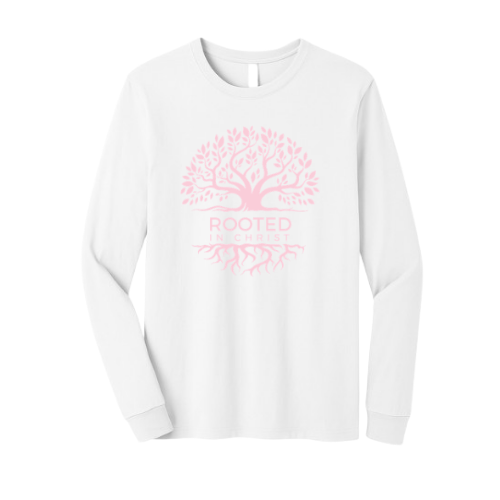 Unisex Jersey Long Sleeve Tee - Rooted In Christ (White)