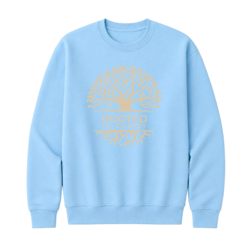 Crewneck Sweatshirt - Rooted in Christ (Sky Bue)
