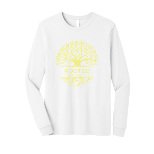Unisex Jersey Long Sleeve Tee - Rooted In Christ (White)