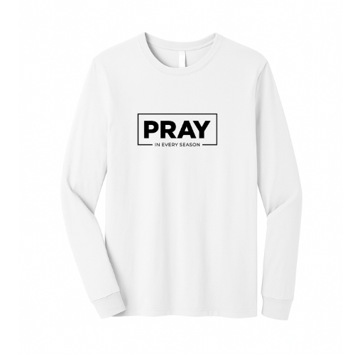 Unisex Jersey Long Sleeve Tee - Pray Every Season (White)