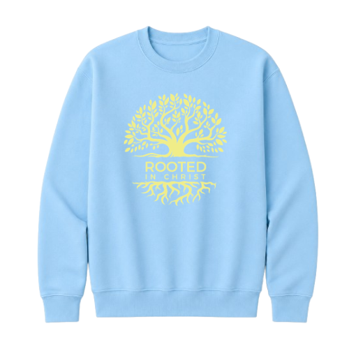 Crewneck Sweatshirt - Rooted in Christ (Sky Bue)