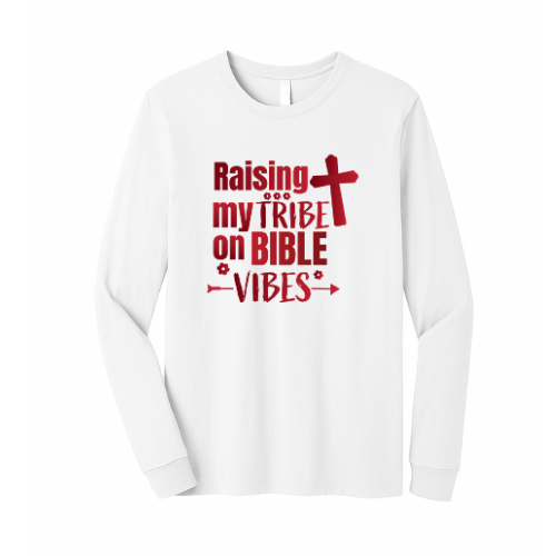 Unisex Jersey Long Sleeve Tee - Raising My Tribe (White)