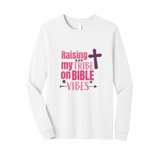 Unisex Jersey Long Sleeve Tee - Raising My Tribe (White)