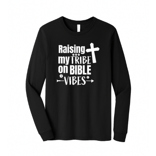 Unisex Jersey Long Sleeve Tee - Raising My Tribe (Black)