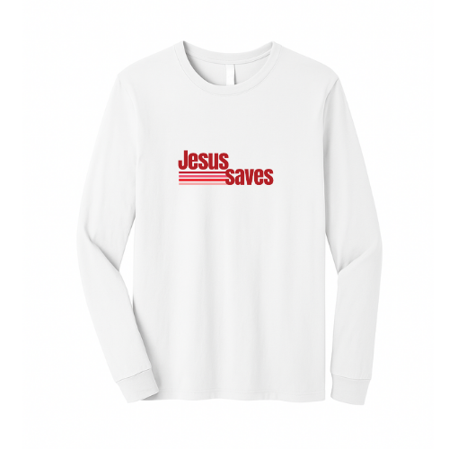 Unisex Jersey Long Sleeve Tee - Jesus Saves (White)
