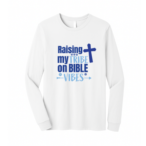 Unisex Jersey Long Sleeve Tee - Raising My Tribe (White)