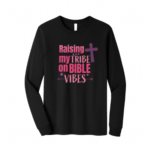 Unisex Jersey Long Sleeve Tee - Raising My Tribe (Black)