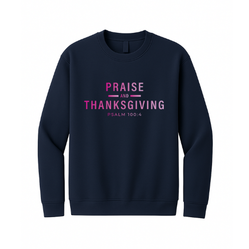 Crewneck Sweatshirt - Praise Thanksgiving (Navy)
