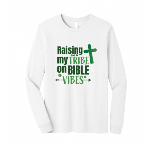 Unisex Jersey Long Sleeve Tee - Raising My Tribe (White)