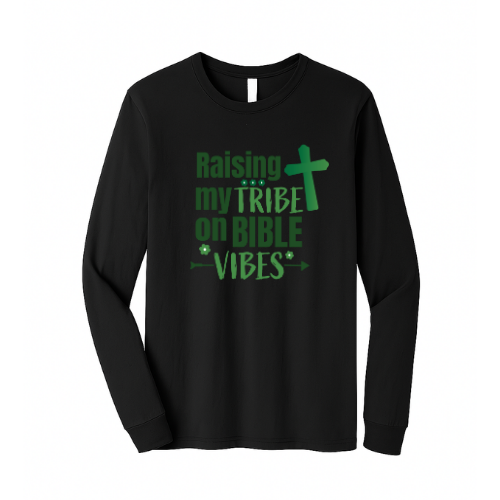 Unisex Jersey Long Sleeve Tee - Raising My Tribe (Black)