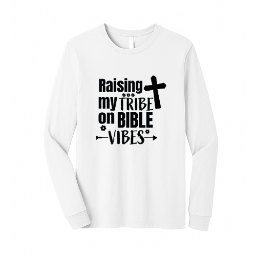 Unisex Jersey Long Sleeve Tee - Raising My Tribe (White)