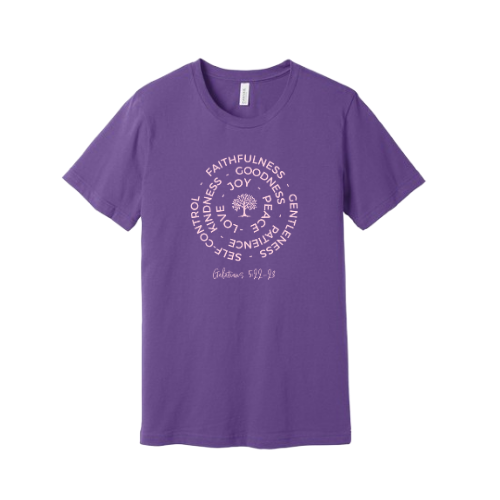 Unisex Jersey Short Sleeve Tee. Fruit of the Spirit (Purple)