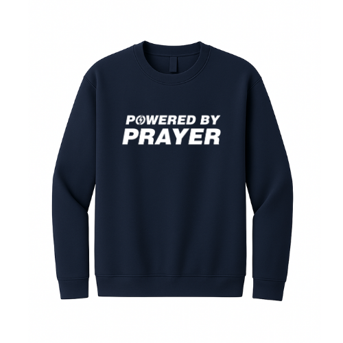 Crewneck Sweatshirt - Powered By Prayer (Navy)