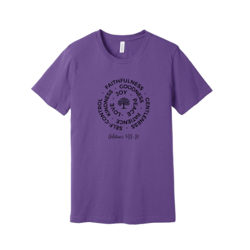 Unisex Jersey Short Sleeve Tee. Fruit of the Spirit (Purple)