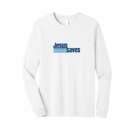 Unisex Jersey Long Sleeve Tee - Jesus Saves (White)