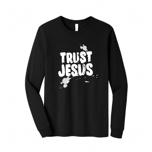 Unisex Jersey Long Sleeve Tee - Trust Jesus (Black)