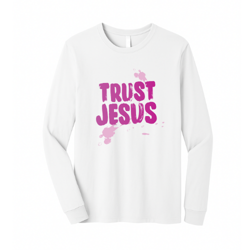 Unisex Jersey Long Sleeve Tee - Trust Jesus (White)