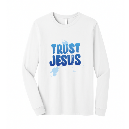 Unisex Jersey Long Sleeve Tee - Trust Jesus (White)