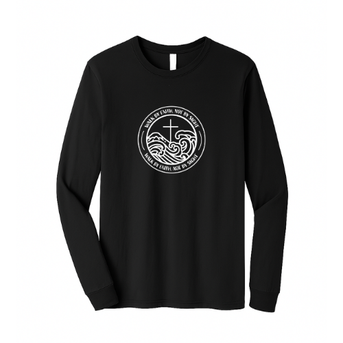 Unisex Jersey Long Sleeve Tee - Walk By Faith (Black)