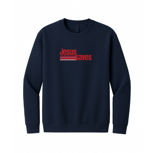 Crewneck Sweatshirt - Jesus Saves (Navy)