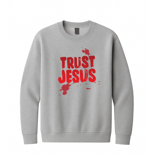 Crewneck Sweatshirt - Trust Jesus (Grey)