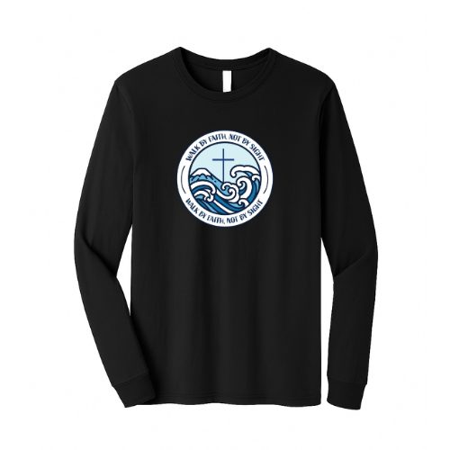 Unisex Jersey Long Sleeve Tee - Walk By Faith (Black)