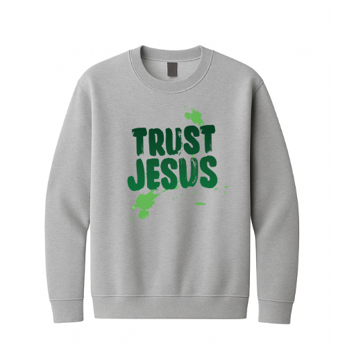 Crewneck Sweatshirt - Trust Jesus (Grey)