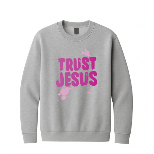 Crewneck Sweatshirt - Trust Jesus (Grey)