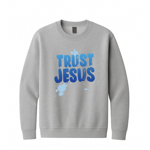 Crewneck Sweatshirt - Trust Jesus (Grey)