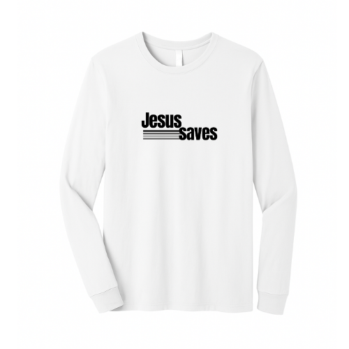 Unisex Jersey Long Sleeve Tee - Jesus Saves (White)