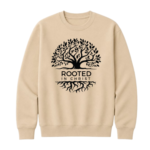 Crewneck Sweatshirt - Rooted in Christ (Sand)