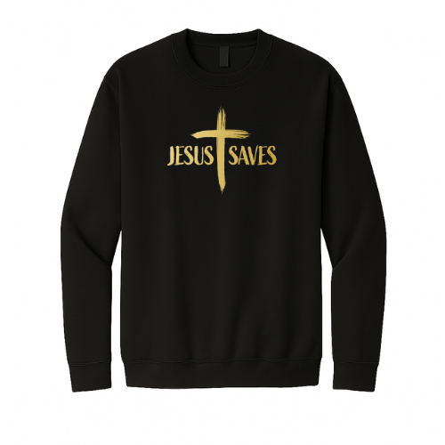 Crewneck Sweatshirt - Jesus Saves Cross (Black)