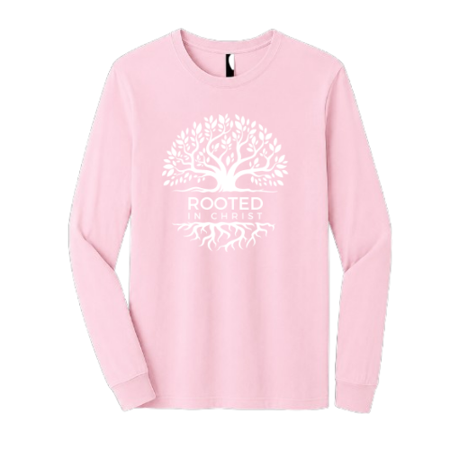 Unisex Jersey Long Sleeve Tee - Rooted In Christ (Pink)