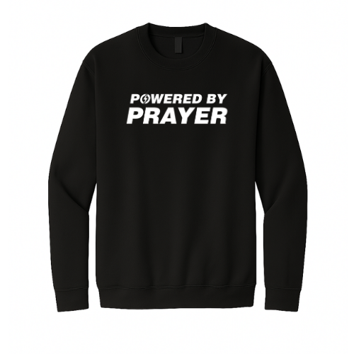 Crewneck Sweatshirt - Powered By Prayer (Black)